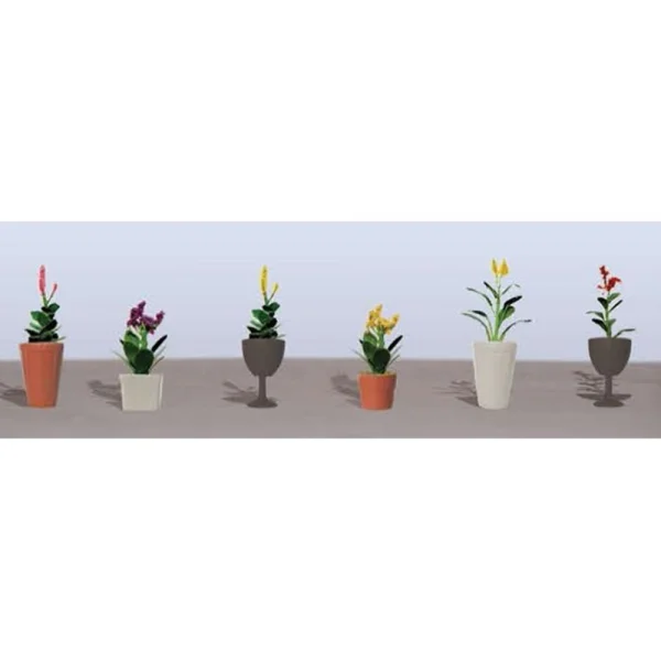 JTT 95571 Assorted Potted Flower Plants 4, HO-Scale, (6 pack)