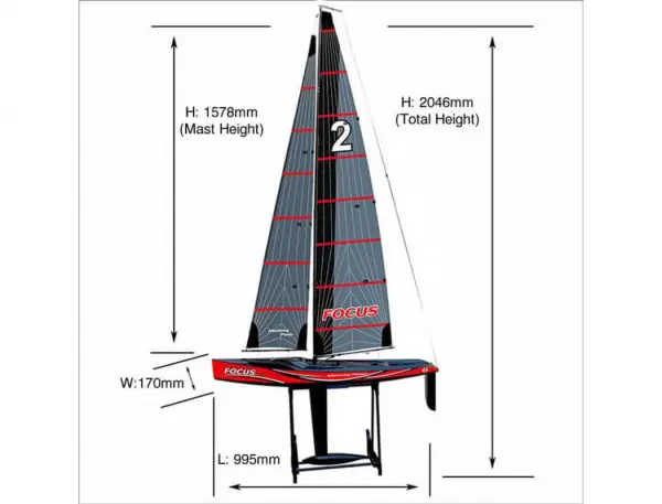 Joysway Focus V3 One Metre Sailboat - RTR Red — image 2 of 2