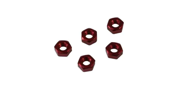 Kyosho Nut M3 X2.4 (5) - Aluminium/Red — image 1 of 3