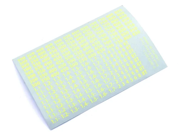 Decal Sheet Kyosho Shocks oil viscosities (Yellow) — image 1 of 3