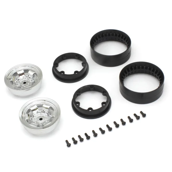 Kyosho KC10 Bead-lock 1.9 inches Spoke Chrome Wheels (2) — image 1 of 3