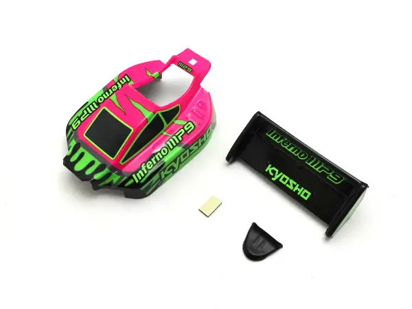 Kyosho Pre-painted Mini-Z Buggy Inferno MP9 TKI3 Body Set - Pink-Green — image 1 of 2