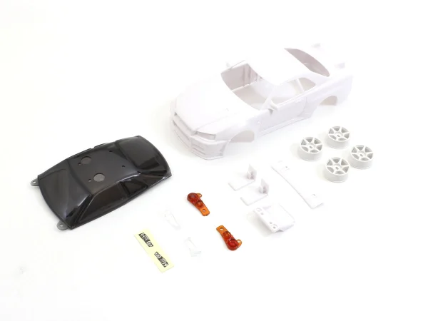 KYOSHO Bodyshell Nissan Skyline GT-R R34 Mini-Z + 4WD Rims (White Body) — image 1 of 3
