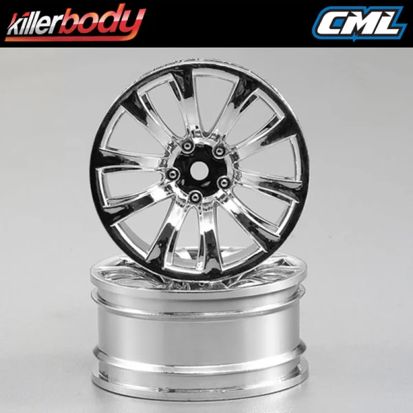 Killer Body Wheel 3mm Offset Chrome 10-Spoke 1:10 Tc (4)