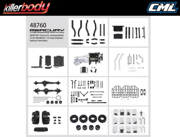Killer Body Mercury Chassis Kit Fits Kb48765 Jeep Rubicon Body
