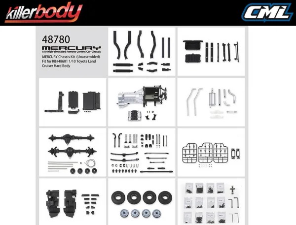 Killer Body Mercury Chassis Kit Fits Kb48601 Toyota Lc70 Body