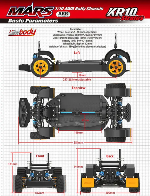 Killer Body Mars KR10 Chassis ARTR — image 8 of 17