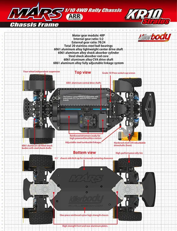 Killer Body Mars KR10 1/10 4WD Rally ARR (No Electrics)