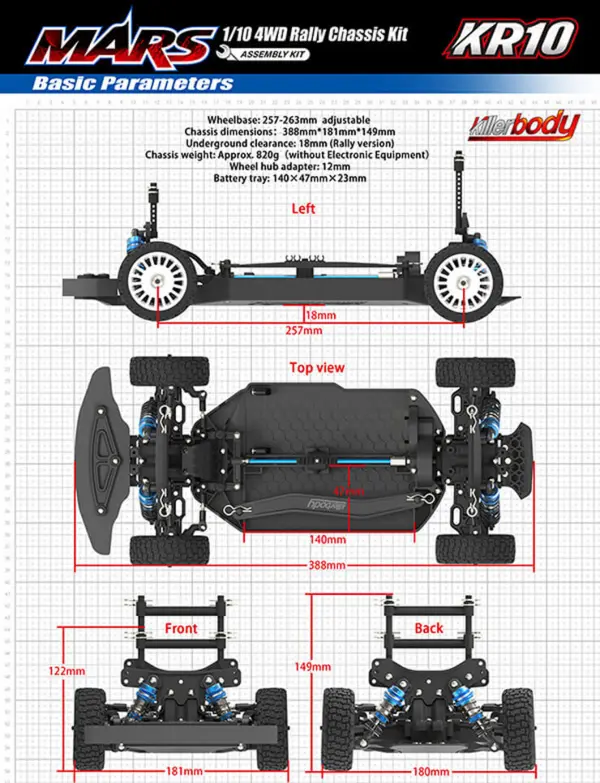 Killer Body Mars KR10 Chassis Kit — image 3 of 9