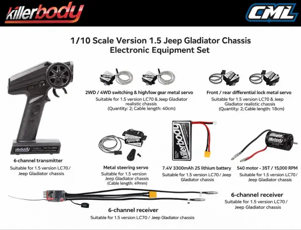 Killer Body 1.5V Mercury Kit Fits Kb48765 Jeep Rubicon Body — image 8 of 10