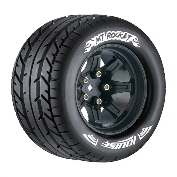 Louise RC MT Rocket Tyres On 14mm Hex Black Wheels (Arrma Granite) (2) — image 2 of 2