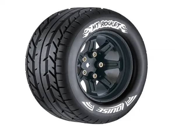 Louise RC MT Rocket Tyres On 14mm Hex Black Wheels (Arrma Granite) (2) — image 3 of 3