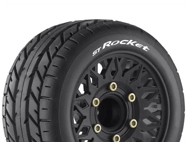 Louise RC ST-Rocket Tyres Pre Glued on Black Wheels With Adjustable 12/14/17mm Hex (2)
