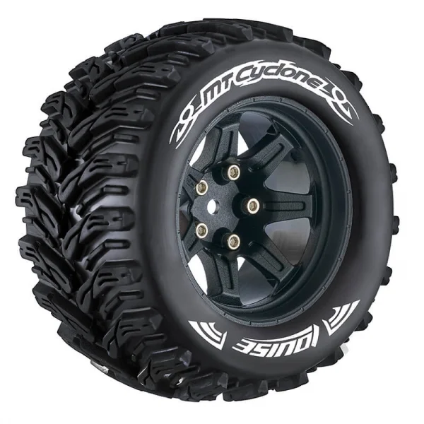 Louise RC MT Cyclone Tyres On 14mm Hex Black Wheels (Arrma Granite) (2)