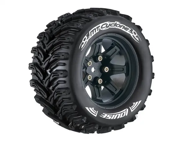 Louise RC MT Cyclone Tyres On 14mm Hex Black Wheels (Arrma Granite) (2) &mdash; image 5 of 5
