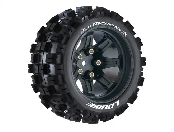 Louise RC ST Mcross Tyres On 14mm Hex Black Wheels (Arrma Granite) (2) &mdash; image 4 of 4