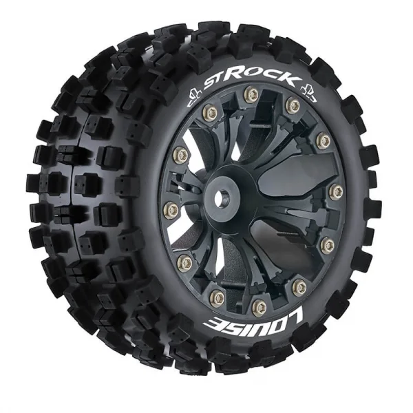 Louise RC ST-Rock 1:10 Soft Tyres - Mounted on Black 2.8 12mm Hex Wheels (2) — image 2 of 2