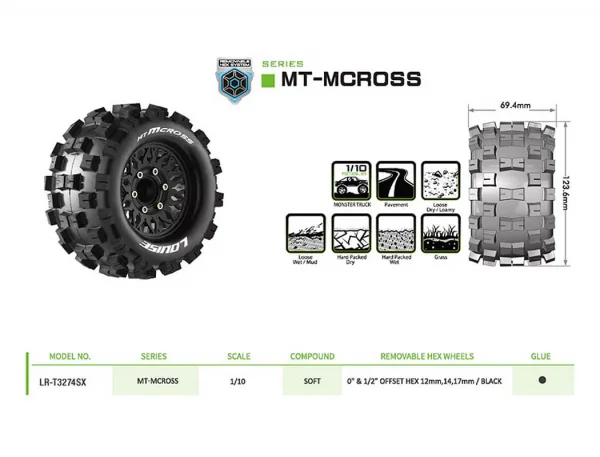 Louise RC MT-McRoss Removable Hex 12 - 14 - 17mm 0 + 1/2 Offset