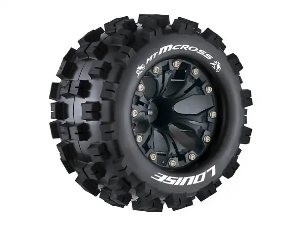 Louise RC MT-Rock 1:10 Soft Tyres - Mounted on Black 2.8 Offset 12mm Hex Wheels (2) — image 3 of 3