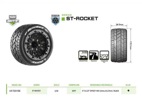 Louise RC ST-Rocket Removable Hex 12 - 14 - 17mm 0 + 1/2 Offset