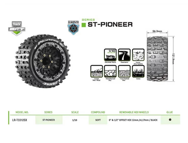Louise RC ST-Pioneer Removable Hex 12 - 14 - 17mm 0 + 1/2 Offset