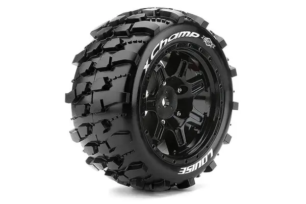 Louise RC X-Champ Tyres Mounted on Black Arrma Kraton 8S 24mm Hex Wheels (2) — image 2 of 4