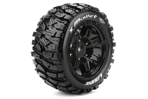 Louise RC X-Mallet Tyres Mounted on Black Traxxas X-MAXX 24mm Hex Wheels (2) — image 2 of 4