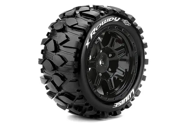 Louise RC X-Rowdy Tyres Mounted on Black Arrma Kraton 8S 24mm Hex Wheels (2) — image 2 of 4