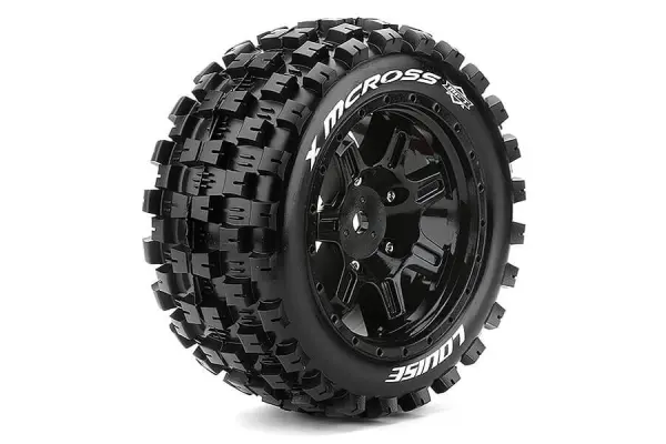 Louise RC X-Mcross Tyres Mounted on Black Arrma Kraton 8S 24mm Hex Wheels (2) — image 2 of 4
