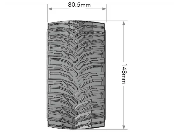 Louise RC MFT MT-Cyclone Tyres on Black 17mm Hex Wheels (2)