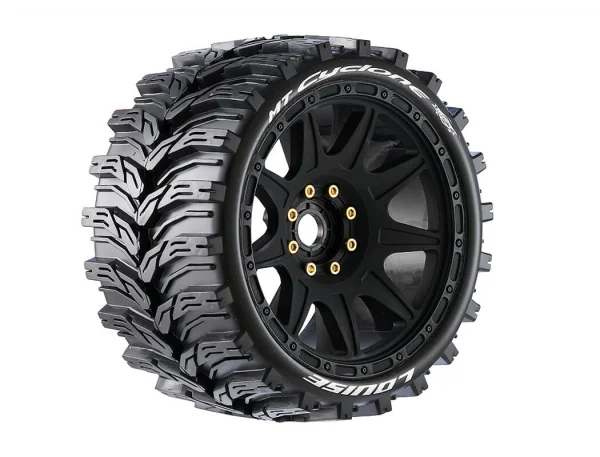 Louise RC MFT MT-Cyclone Tyres on Black 17mm Hex Wheels (2)