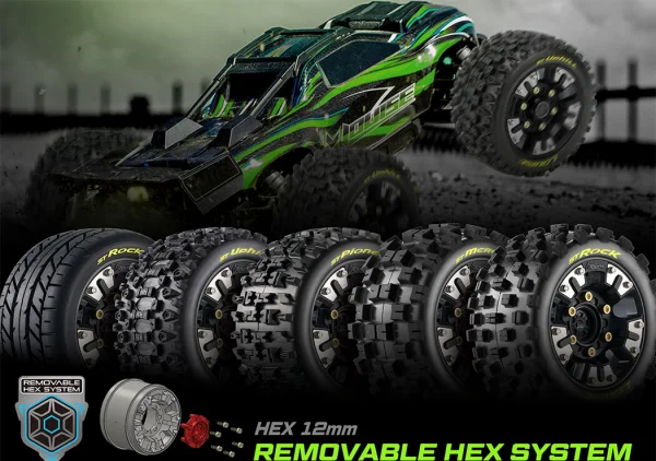 Louise RC ST-Rock Tyres Pre Glued on 2.8 Adjustable 12mm Wheels (2)