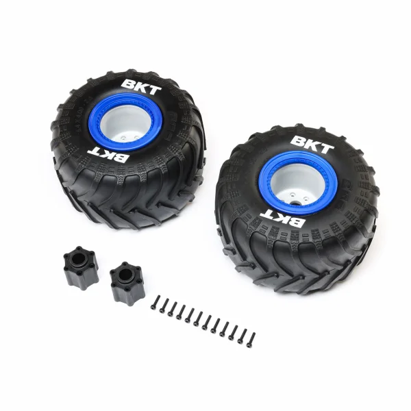 BKT 2.6 Monster Truck Tire - Med - Premount - Blue (2): LMT 2.
