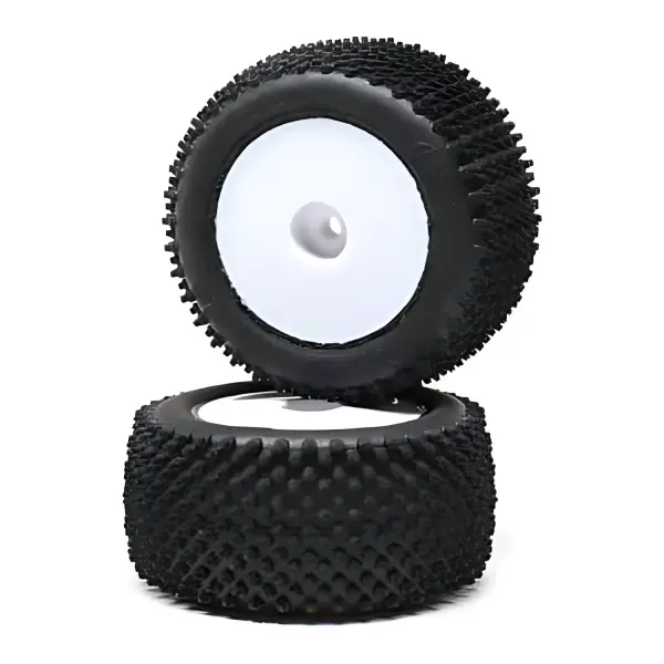 Pin Tires - Rear - Mounted - White (2): Mini-T 2.0 — image 1 of 2