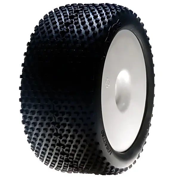 1:8 XTT Truggy Tyres Blue Compound Mounted on White Wheels 0 0ffset (2)
