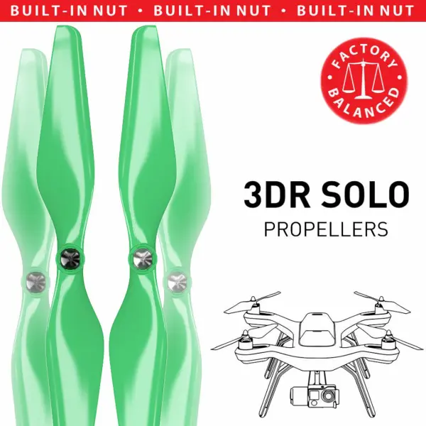 Master Airscrew MR-SL - 10x4.5 Prop C Set x4 Green, Built-in Nut for 3DR SOLO &mdash; image 3 of 12