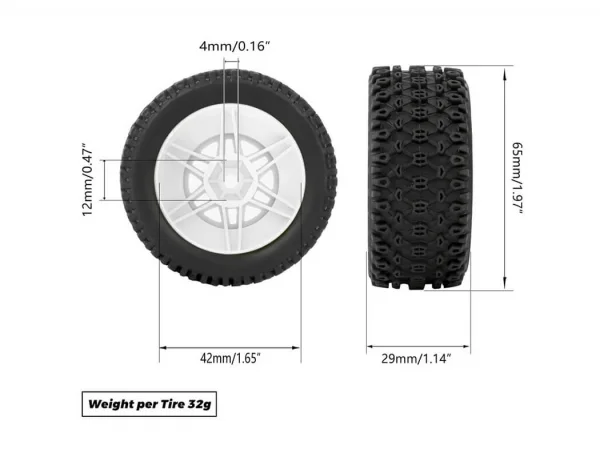 Method RC Method Geoform 1:16 SC Tyres On 12mm Hex Blue Wheels (2)