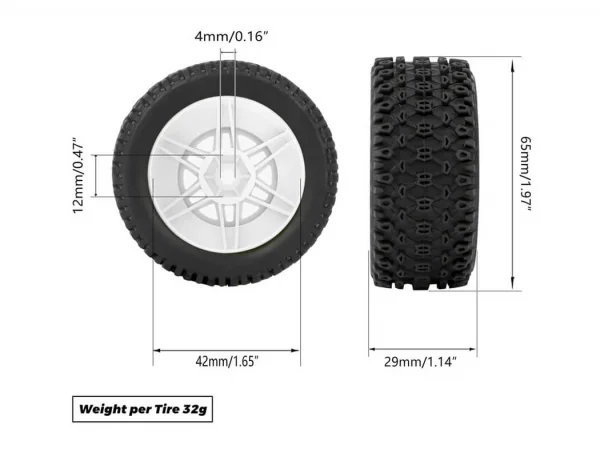 Method RC Method Geoform 1:16 SC Tyres On 12mm Hex Grey Wheels (2)