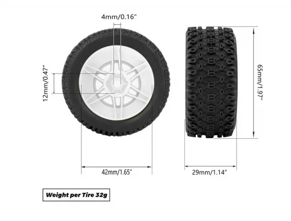 Method RC Method Geoform 1:16 SC Tyres On 12mm Hex Red Wheels (2)