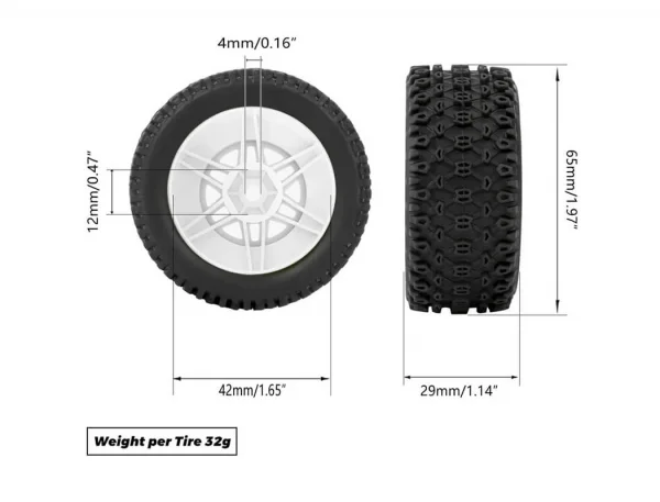 Method RC Method Geoform 1:16 SC Tyres On 12mm Hex White Wheels (2) — image 4 of 4