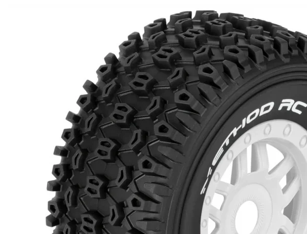 Method RC Method Geoform 1:8 SC Tyres On 17mm Hex White Wheels (2)