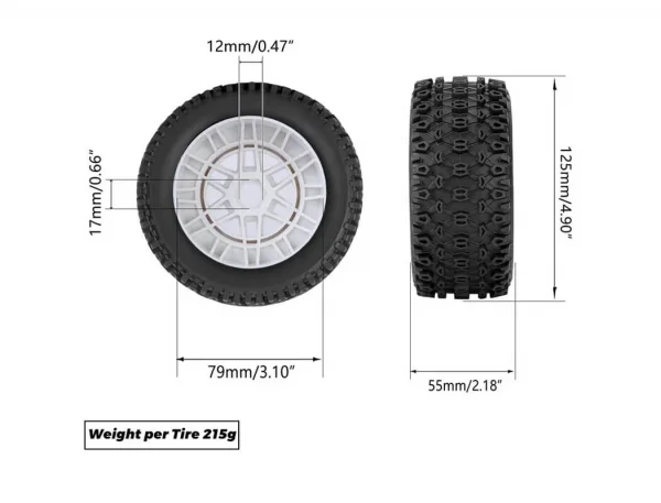 Method RC Method Geoform 1:8 SC Tyres On 17mm Hex White Wheels (2)