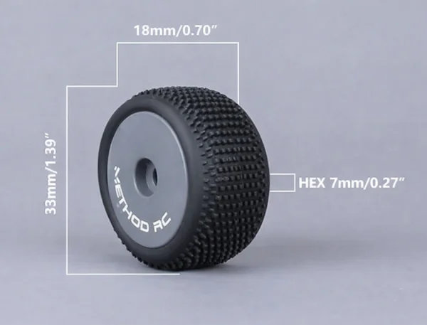 Method RC Method Nitragrip 1/24 Truck Tyres F/R On 7mm Hex Green (4)