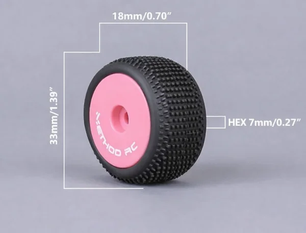 Method RC Method Nitragrip 1/24 Truck Tyres F/R On 7mm Hex Pink (4)