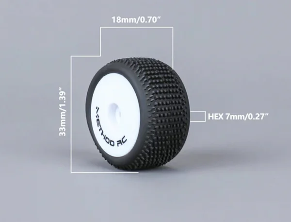 Method RC Method Nitragrip 1/24 Truck Tyres F/R On 7mm Hex White (4)