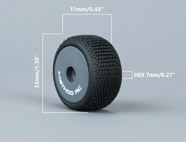 Method RC Method Nitragrip 1/24 Buggy Tyres F/R On 7mm Hex Green (4)