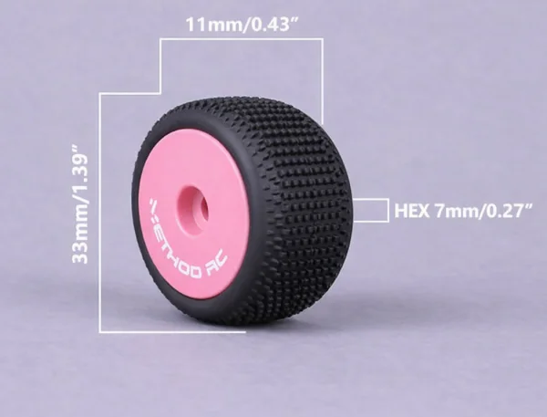 Method RC Method Nitragrip 1/24 Buggy Tyres F/R On 7mm Hex Pink (4)