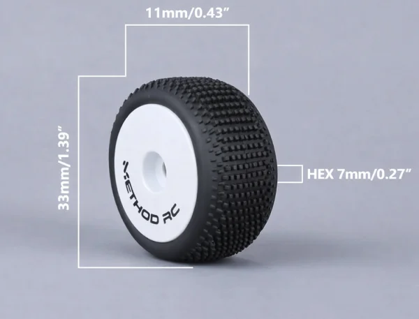 Method RC Method Nitragrip 1/24 Buggy Tyres F/R On 7mm Hex White (4) — image 5 of 7