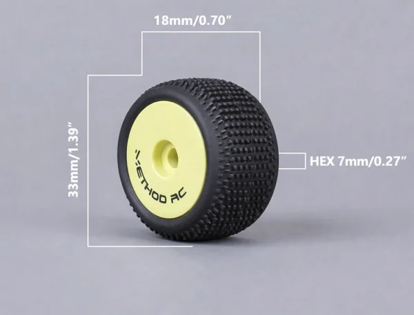 Method RC Method Nitragrip 1/24 Truck Ty Res F/R On 7mm Hex Yellow (4)