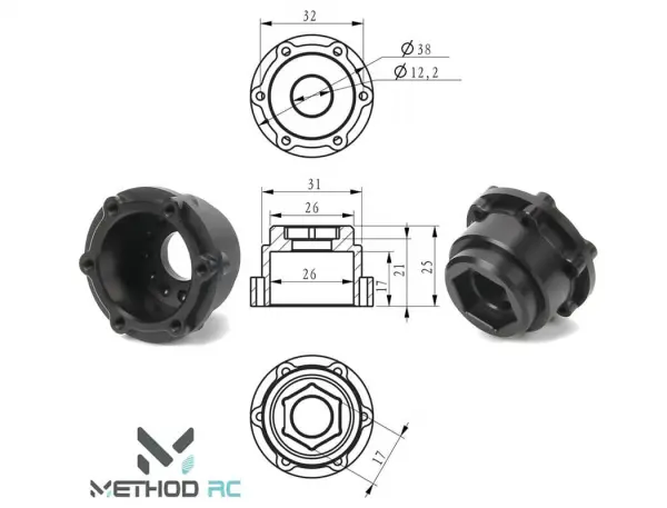 Method 6X32/21mm Offset 17mm Aluminium Hex Adaptor (2) — image 3 of 3